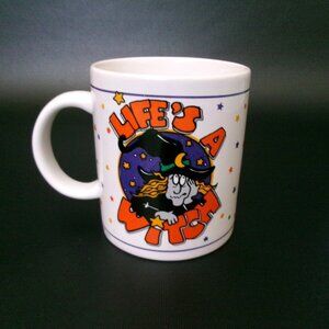 Vintage Life's A Witch Halloween Mug Funny Cartoon Coffee Cup J.I.I. 1996